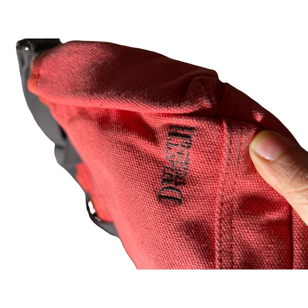 Duluth Trading Co Fire Hose Canvas Crossbody Bag Red Utility Tote Zip Top - Picture 4 of 8